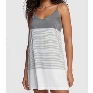 RVCA Gray and White Striped Mini Dress